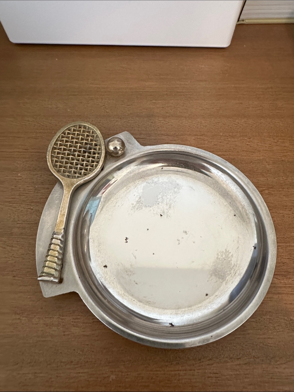 vintage tennis-themed valet tray or trinket dish,
